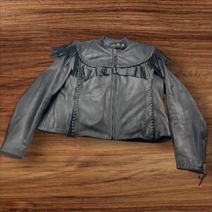 Vintage Willy G HarleyDavidson Leather Fringe Jacket Braided Motorcycle Biker 42